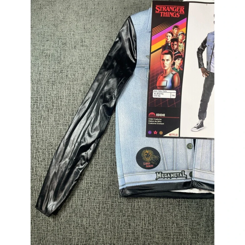 Stranger Things Eddie Munson Costume Kids XL 14-16 Hellfire Club Jacket Disguise